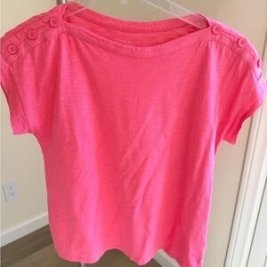 Talbots Pink Button-Shoulder Blouse L cotton modal blend